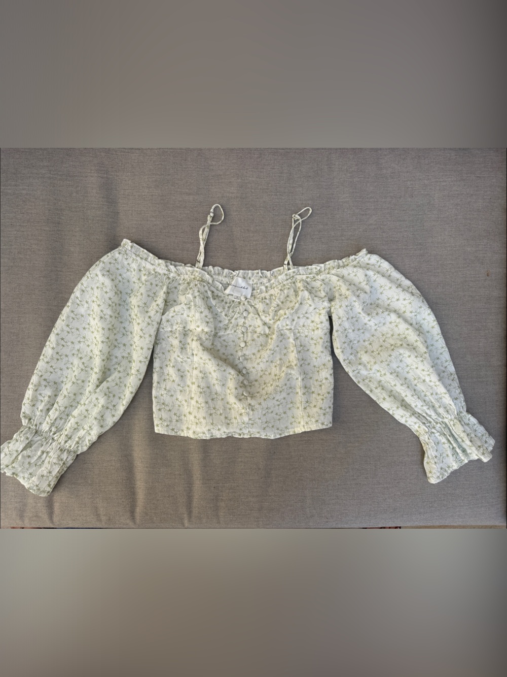 Light Green Floral Off-Shoulder Top